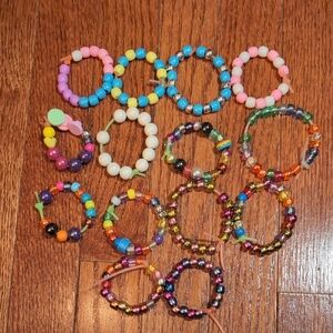 14 Colorful Beaded Kids Bracelets Set